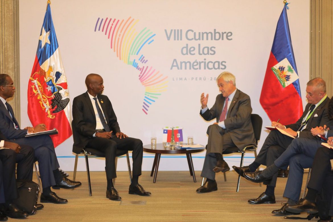 Jovenel Moïse et Sebastian Pinera président du Chili se sont rencontrés à Lima 14 avril dernier. Photo Président Jovenel Moïse Twitter2